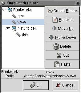 Bookmarks editor