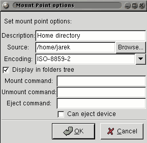 Mount point's options